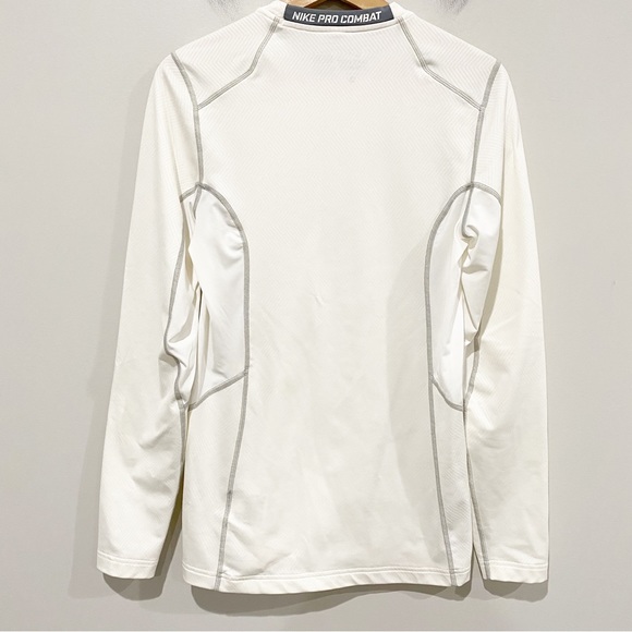 NIKE Men’s Pro Combat Hyperwarm Lite Long Sleeve Shirt Fitted White Size Small - Picture 5 of 10